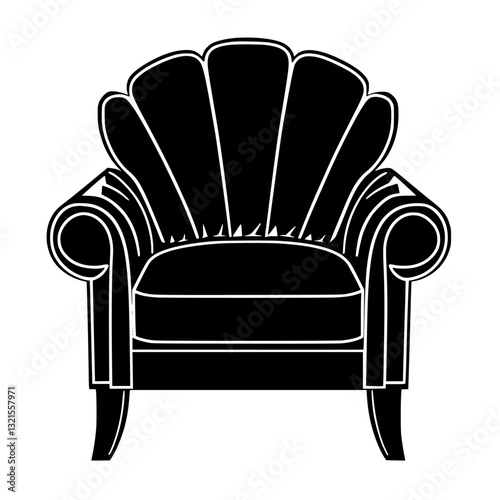 Art Deco Armchair, household object, vector graphic