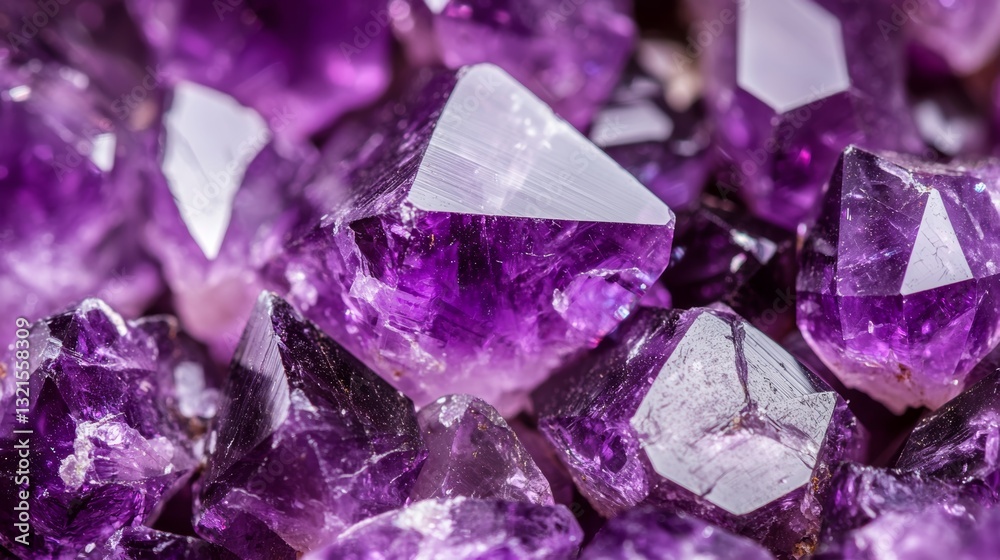 A close-up of raw amethyst crystal shards with sharp, jagged edges, their deep violet hues glowing under soft light, creating a mesmerizing gemstone texture. A close-up of raw amethyst crystal shards with sharp, jagged edges, their deep violet hues glowing under soft light, creating a mesmerizing gemstone texture.