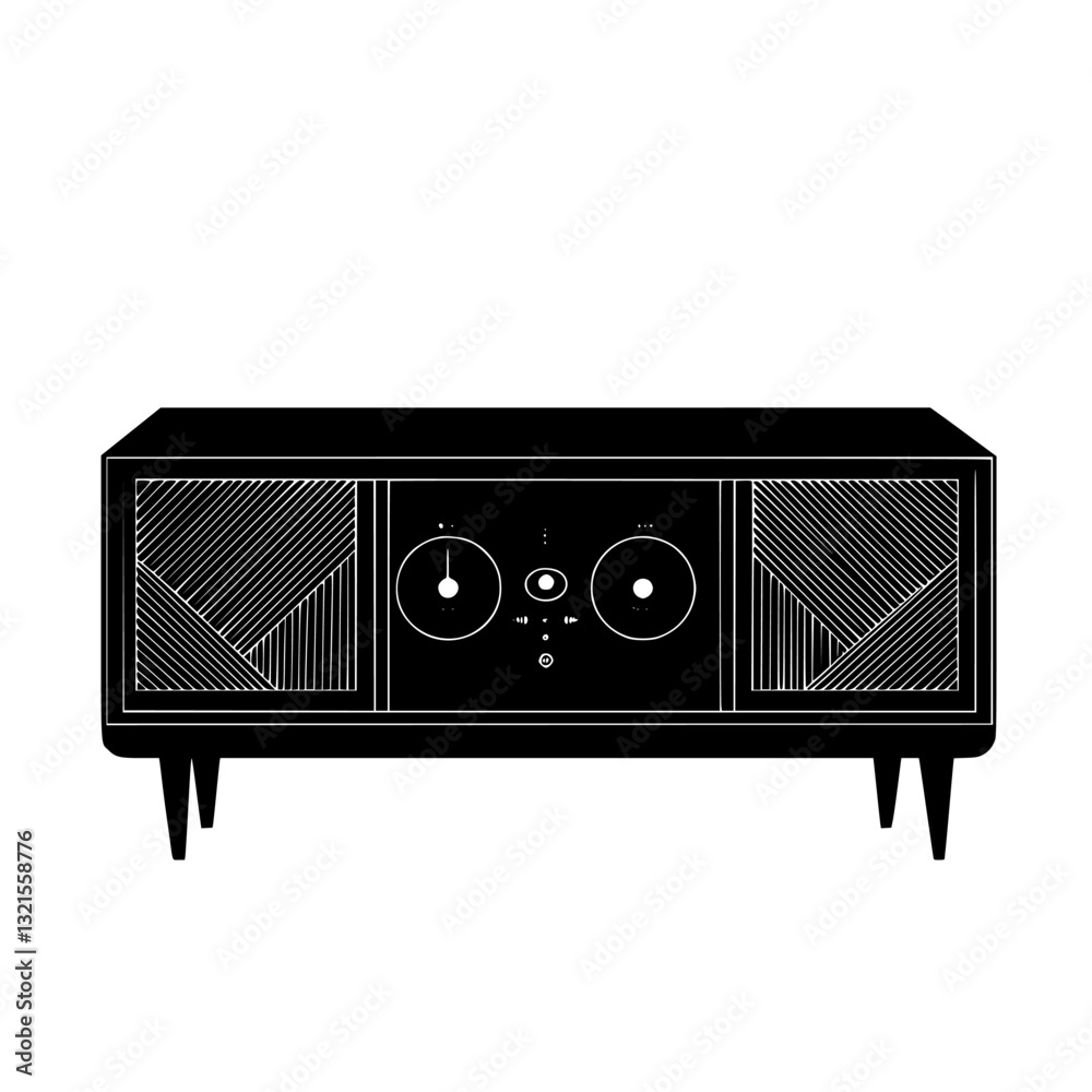 Obraz premium Art Deco Media console, household object, vector graphic