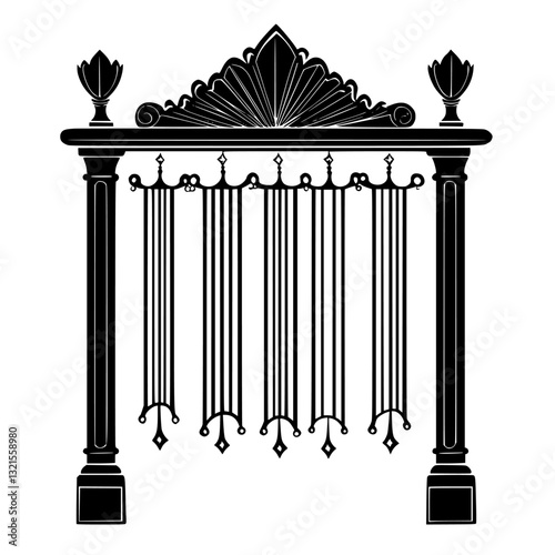 Art Deco Towel rack, household object, vector graphic