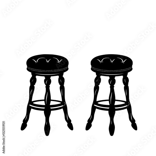 Baroque Bar stools, household object, vector graphic