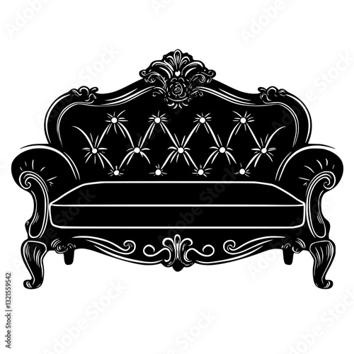 Baroque Sectional sofa, household object, vector graphic