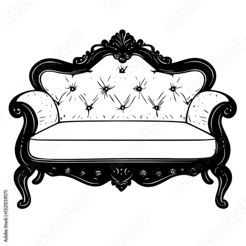 Baroque Sofa, household object, vector graphic