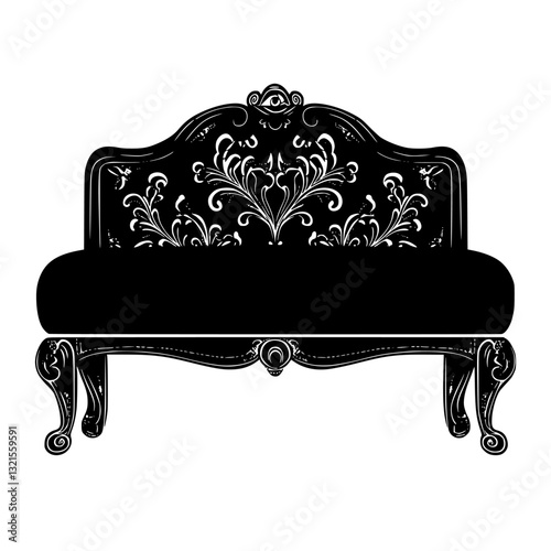 Baroque Storage bench, household object, vector graphic
