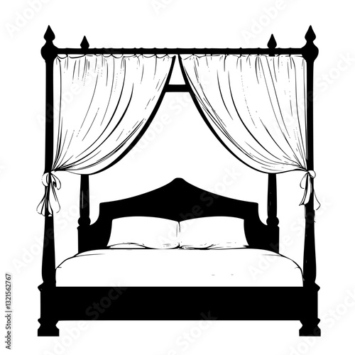 Mediterranean Bed frame, household object, vector graphic
