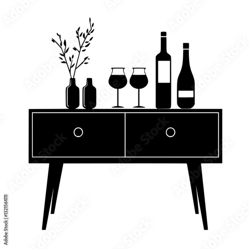 Modern Buffet table, household object, vector graphic