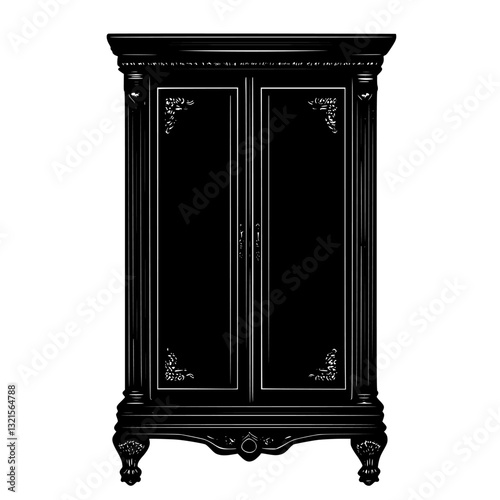 Neoclassical China cabinet, household object, vector graphic