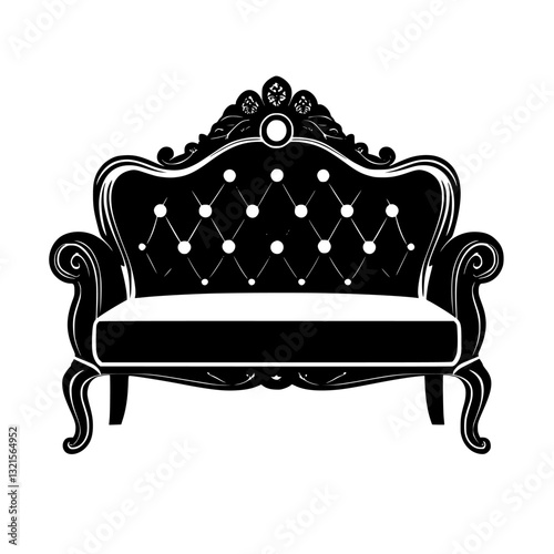 Neoclassical Loveseat, household object, vector graphic