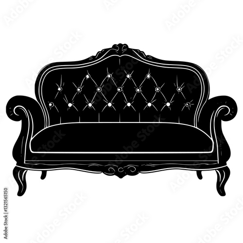 Neoclassical Sofa, household object, vector graphic