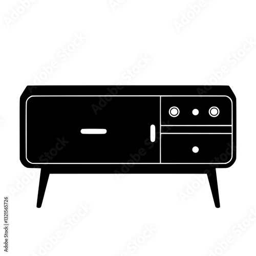 Retro Sideboard, household object, vector graphic