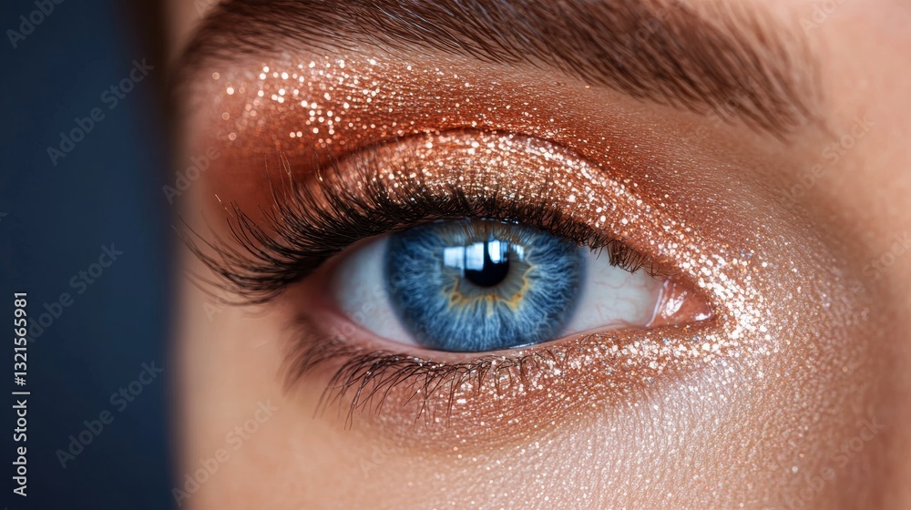 Obraz premium Closeup Eye Makeup, Blue Eyes, Glitter
