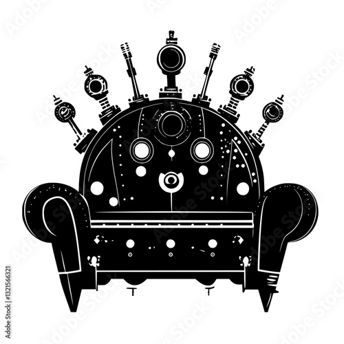 Steampunk Ottoman, household object, vector graphic