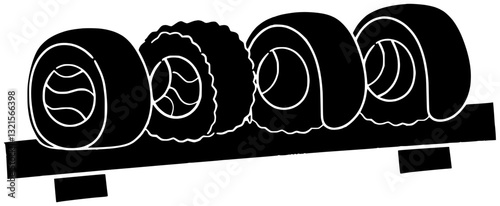 salmon illustration seafood silhouette fish logo food icon restaurant outline sushi japanese seaweed rice traditional japan asian gourmet nori shape chopsticks vector graphic background