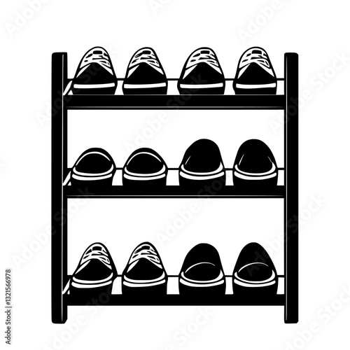 Tuscan Shoe rack, household object, vector graphic