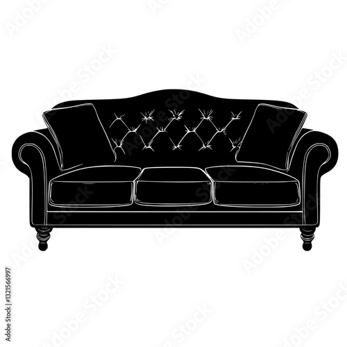 Tuscan Sofa, household object, vector graphic