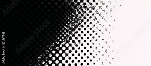 Obraz na płótnie Halftone gradient texture with repeating polka-dot fade on a black comic-style overlay w salonie