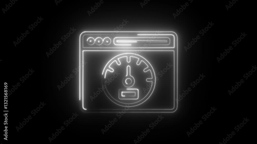 Glowing neon metrics icon isolated on black background. HD Video motion graphic animation Glowing neon metrics icon isolated on black background. HD Video motion graphic animation