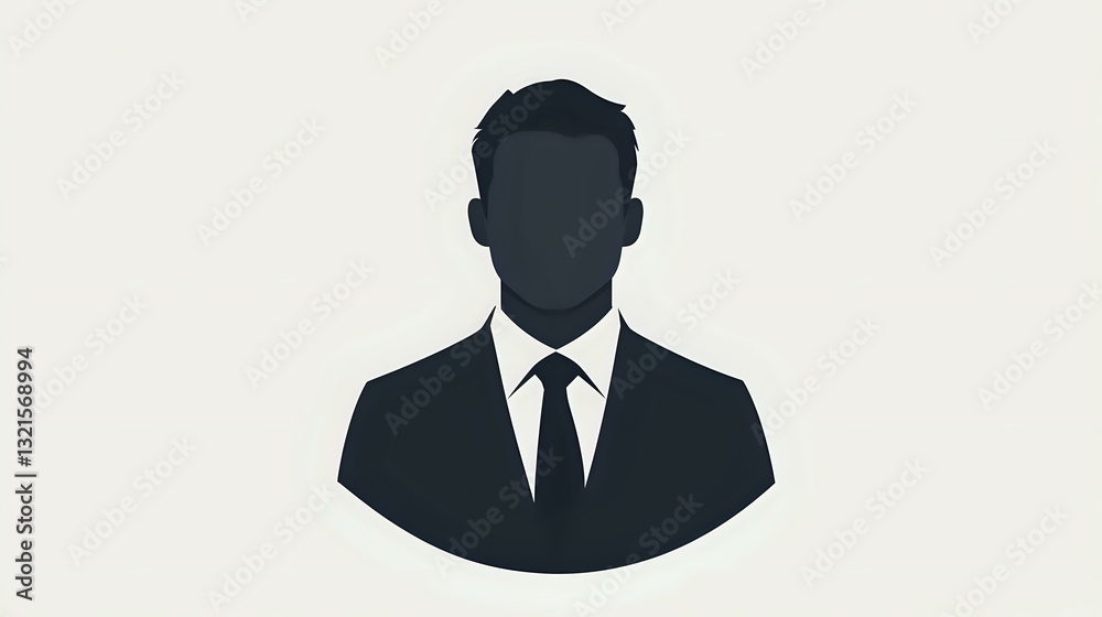 Male business professional silhouette in suit and tie on light background, minimalist design style for profile avatar, business cards and corporate identity. Male business professional silhouette in suit and tie on light background, minimalist design style for profile avatar, business cards and corporate identity.