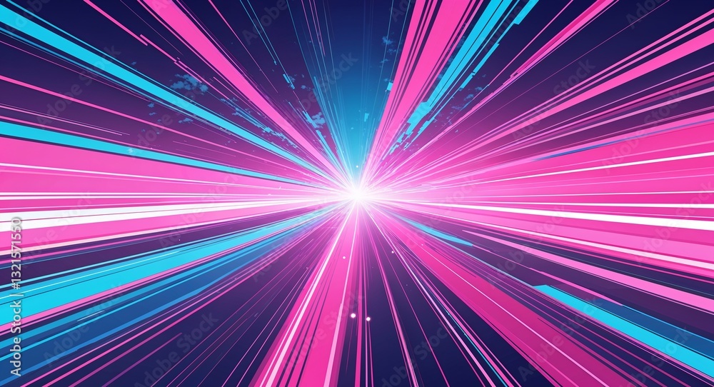 Obraz premium Pink blue abstract anime motion background with burst rays speed light effect