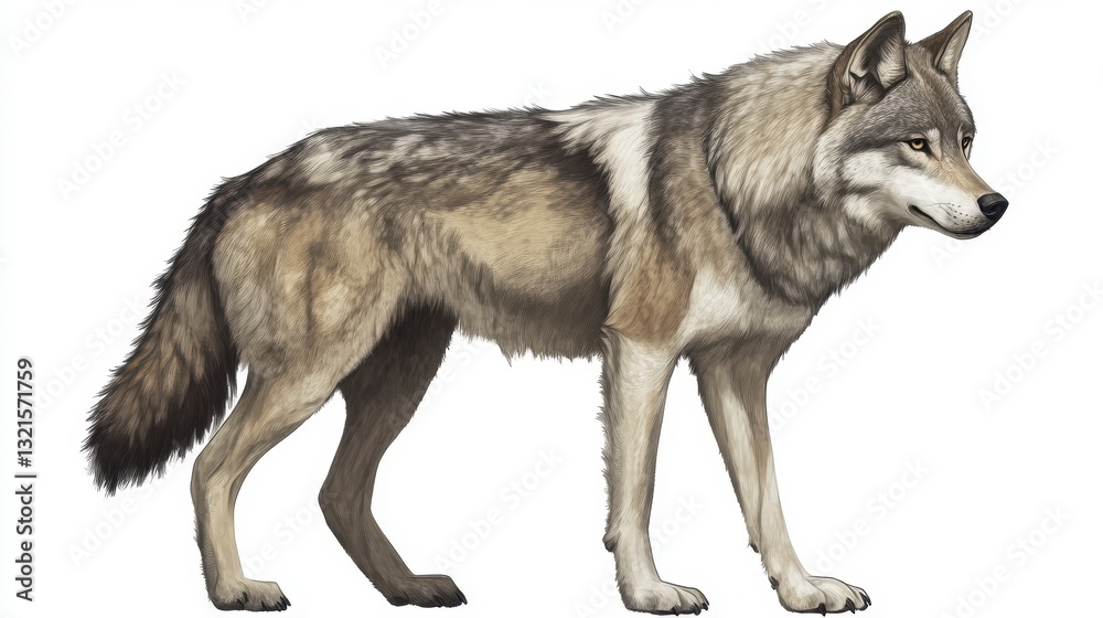 Obraz premium Realistic Gray Wolf Illustration