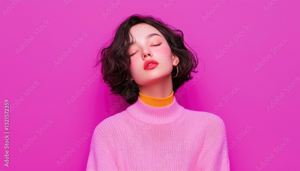 Fototapeta premium Trendy young woman in vibrant colors