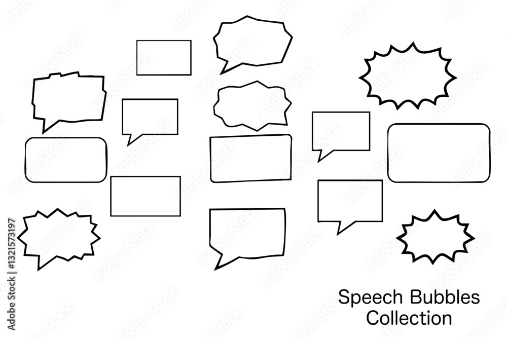 Obraz premium collection of various speech bubbles in different shapes and sizes, ideal for comic or graphic design projects. These elements can enhance storytelling and communication visually