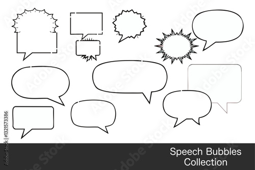 collection of various speech bubbles in different shapes and styles, ideal for comic or graphic design projects. These elements can enhance visual storytelling and communication