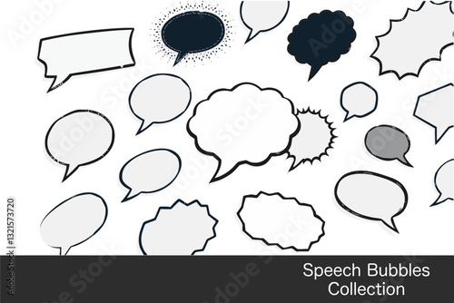 collection of various speech bubbles in different shapes and styles, ideal for comic and graphic design projects. These elements can enhance visual storytelling and communication