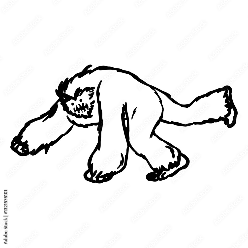 Obraz premium yeti crouching side view.