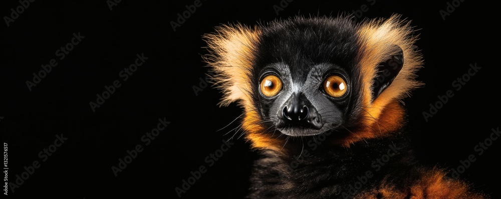 Fototapeta premium Portrait of a stunning animal with large bright orange eyes