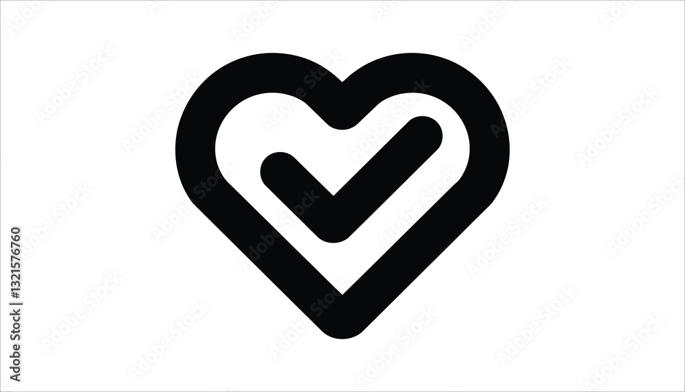 Heart Checkmark Vector. Approved Love Symbol Icon for Health, Trust, and Validation. Heart Checkmark Vector. Approved Love Symbol Icon for Health, Trust, and Validation.