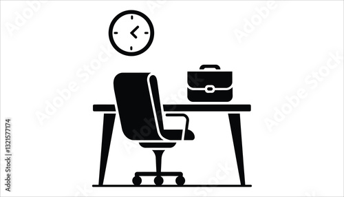 Office Desk Icon. Workplace, Business Office, and Corporate Workspace Vector.