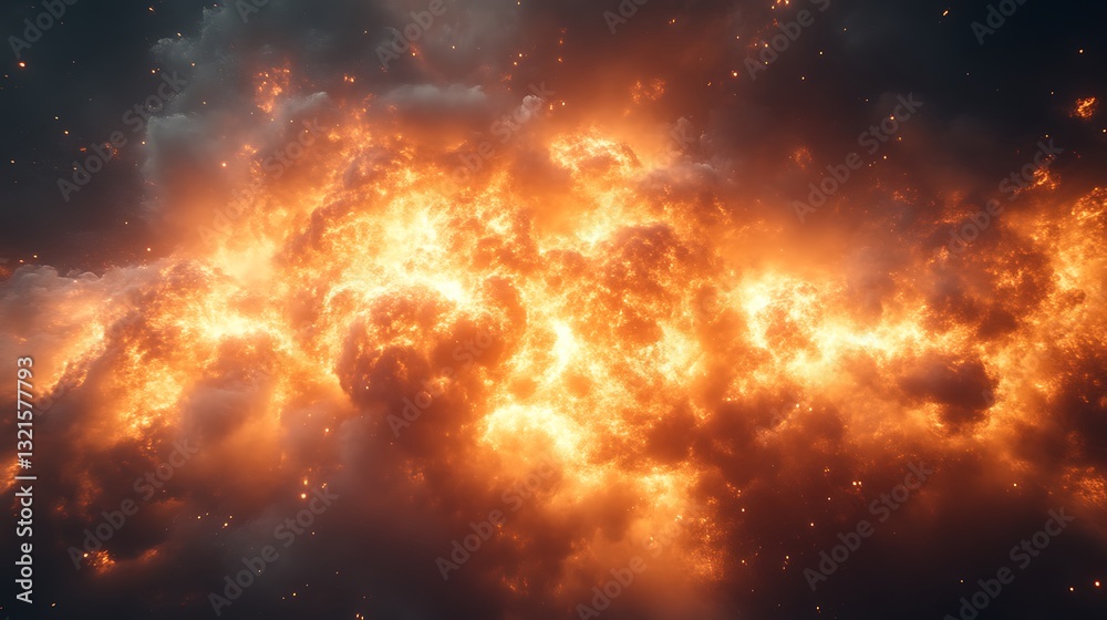 Fototapeta premium Spectacular Fiery Cloud Formation Glowing with Intense Light and Energy