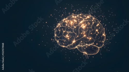 Obraz na płótnie A volumetric human brain made out of points, symbolizing the complexity of the mind and the digital age, rendered in a 3D style.
w salonie