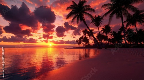Tropical sunset paradise