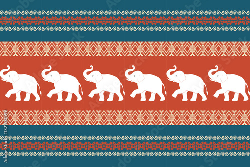 elephants pattern, Geometric
Beautiful Thailand,thai pattern,seamless,Traditional,ethnic,fabric pattern for textiles,rugs, wallpaper,clothing, sarong,batik,wrap,embroidery,print,background,cover, illu