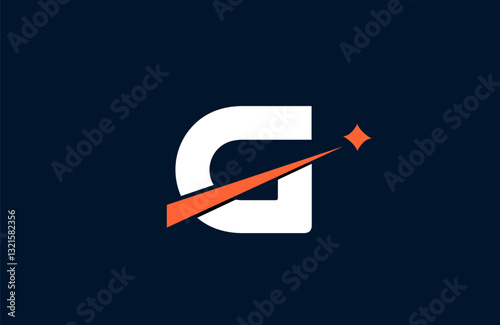 G letter alphabet logo icon design with orange star and line cut for company and business