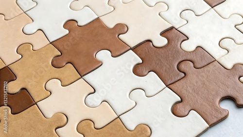 Tan and Beige Leather Puzzle Pieces