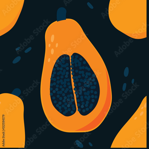 papaya seamless pattern minimalism blue orange