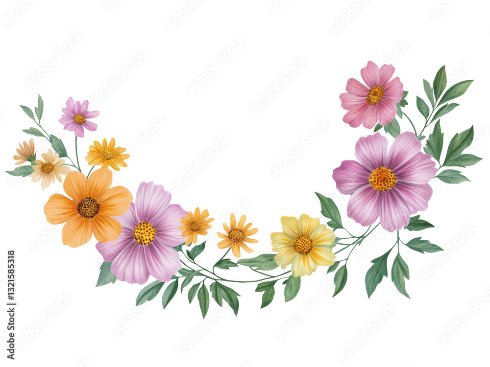 Fototapeta premium Flower wreath on transparent background