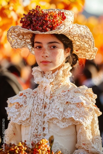 Victorian-era girl in lace costume