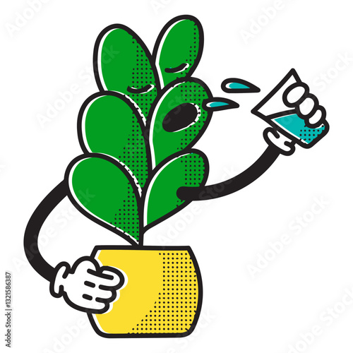 thirsty plant doodle.