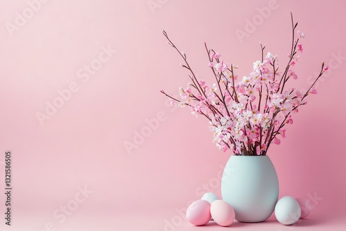 Wallpaper Mural delicate spring easter composition on a delicate pink background Torontodigital.ca