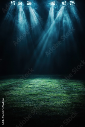 Lit Field Night stadium spotlights on grass