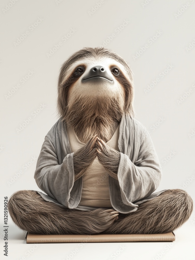 Fototapeta premium a sloth dressed as a yoga instructor with a mat and relaxed pose