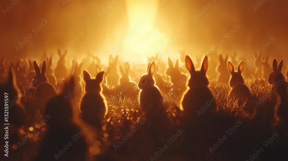 Fototapeta premium Rabbits in golden light