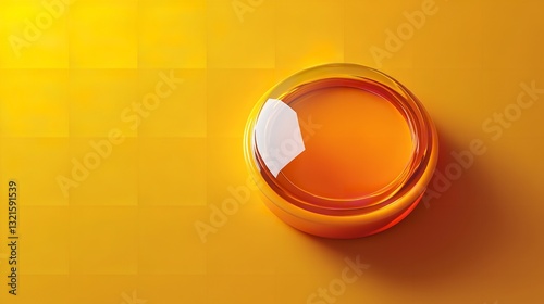 Abstract Orange Glass Bowl Yellow Background Modern Design Studio Shot 3D Art Form Warm Amber Color 