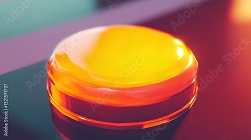 Abstract Glass Button Orange Yellow Gradient Design Element 3d red art gold warm shiny shape round  