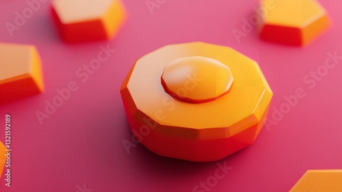 Abstract Orange Geometric Shapes Low Poly Design Background 3D Art Pink Bold Clean Style Yellow     