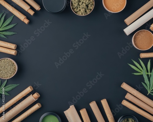 Aesthetic Flat Lay of Cannabis Accessories and Supplies